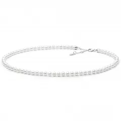 Gaura Pearls Perlenkette - weiß, rund, 5.5 mm, 40-43 cm, 925 Silber