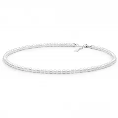 Gaura Pearls Perlenkette - weiß, rund, 6.5 mm, 40-43 cm, 925 Silber