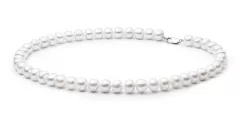 Klassische elegante Perlenkette weiß halbrund 10-11 mm, 45 cm, Verschluss 925er Silber, Gaura Pearls, Estland