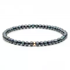 Modernes Perlenarmband schwarz 14K Roségold plattiertem 925er Silber, 4-4.5 mm, 18.5 cm, Gaura Pearls, Estland
