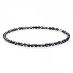 Gaura Pearls Perlenkette - schwarz, 45 cm, 925 Sterling Silber