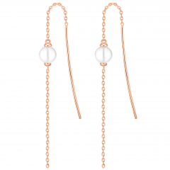 Gaura Pearls Perlenohrhänger - weiß, rund, 6-6.5 mm, 585 Roségold plattiert