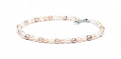 Einzigartige Perlenkette mehrfarbig barock 10-11 mm, 45 cm, Verschluss Stahl variabel, Gaura Pearls, Estland
