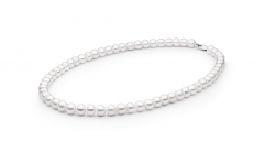 Elegante Perlenkette weiß halbrund 9-10 mm, 50 cm, Verschluss 925er Silber, Gaura Pearls, Estland