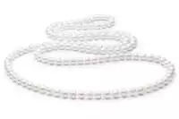 Klassische lange Perlenkette weiß rund 9-10 mm, 120 cm, Gaura Pearls, Estland