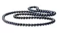 Schwarze Perlenkette lang rund 8.5-9.5 mm, 120 cm, Gaura Pearls, Estland