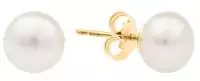 Klassischer Perlenohrstecker weiß rund 6.5-7 mm, 14KT Rosé Gold Sicherheitsverschluss, Gaura Pearls, Estland