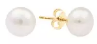 Klassischer Perlenohrstecker weiß rund 8.5-9 mm, 14KT Rosé Gold Sicherheitsverschluss, Gaura Pearls, Estland