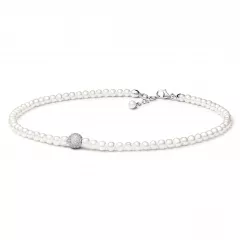 Gaura Pearls Perlenkette - weiß, Zirkoniaperle, 38-41 cm, 925 Silber