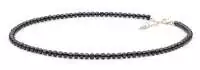 Moderne elegante Choker-Perlenkette schwarz rund 4-4.5 mm, 40 cm, Verschluss 14K Roségold plattiert 925er Silber, Gaura Pearls, Estland
