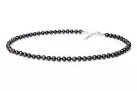 Moderne elegante Perlenkette Choker schwarz rund 5-5.5 mm, 40 cm, Verschluss 925er Silber, Gaura Pearls, Estland