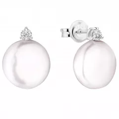 Moderner Perlenohrstecker coin 10 mm, 925er Silber Sicherheitsverschluss, Gaura Pearls, Estland