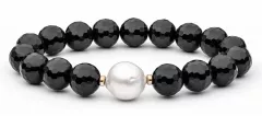 Modernes Perlenarmband Edison Perle mit Onyx schwarz