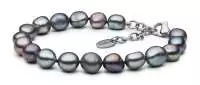 Modernes Perlenarmband schwarz barock 8-9 mm, 19cm, Verschluss Stahl, Gaura Pearls, Estland