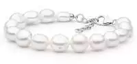 Modernes Perlenarmband weiß barock, 11-12 mm, 20 (+3) cm, Verschluss 925er Silber, Gaura Pearls, Estland