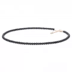 Gaura Pearls Perlenkette - schwarz, rund, 38-41 cm, 585 Roségold plattiert
