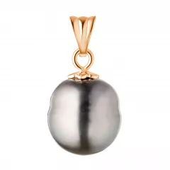 Perlenanhänger Tahiti-Perle mit Circle schwarz 9-10 mm, Rose 14KT Gold, Gaura Pearls, Estland