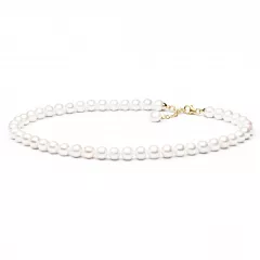 Gaura Pearls Perlenkette - weiß, rund, 9 mm, 45-48 cm, 585 Gelbgold plat.