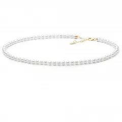 Gaura Pearls Perlenkette - weiß, rund, 5-5.5 mm, 40-43 cm, 585 Gelbgold plat.