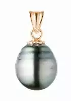 Perlenanhänger Tahiti-Perle mit Circle schwarz 11-12 mm, Rose 14KT Gold, Gaura Pearls, Estland