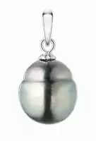 Perlenanhänger Tahiti-Perle mit Circle schwarz 9-10 mm