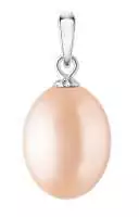 Perlenanhänger einzeln rosa 9-9.5 mm, 925er rhodiniertes Silber, Gaura Pearls, Estland