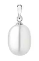 Perlenanhänger einzeln weiß 9-9.5 mm, 925er rhodiniertes Silber, Gaura Pearls, Estland