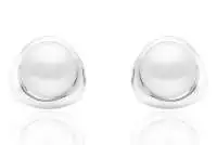 Moderner Perlenohrstecker weiß rund 8.5-9 mm, Fassung, Sicherheitsverschluss 925er Silber, Gaura Pearls, Estland