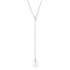 Gaura Pearls Silberkette - weiß, 45 cm, 925 Silber
