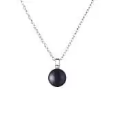 Elegante Silberkette Perle schwarz 7-7.5 mm, 39 cm, flexible Länge, rhodiniertes 925er Silber, Gaura Pearls, Estland