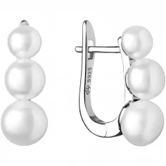Gaura Pearls Perlenohrringe - weiß, 3 Perlen, 925 Silber – Produktbild
