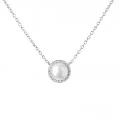 Gaura Pearls Silberkette - weiß, Zirkonia, 41-48 cm, 925 Silber