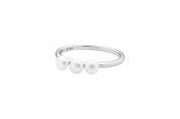 Eleganter Ring mit 3 weißen kleinen Perlen 4-4.5 mm, 925er rhodiniertes Silber, Marke: Gaura Pearls, Estland