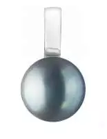 Perlenanhänger einzeln schwarz rund 9.5-10 mm, 925er rhodiniertes Silber, Gaura Pearls, Estland