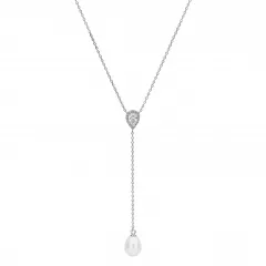 Gaura Pearls Silberkette - weiß, 39,5 cm, 925 Silber