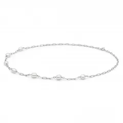 Gaura Pearls Silberkette - weiß, Barock, 43 cm, 925 Silber