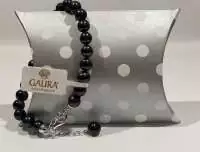 Perlenklassiker Geschenkverpackung silber mit weißen Punkten